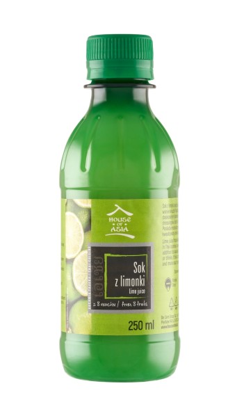 Sok z limonki 250 ml - intensywny, naturalny sok. Do kuchni azjatyckiej, napojów i marynat