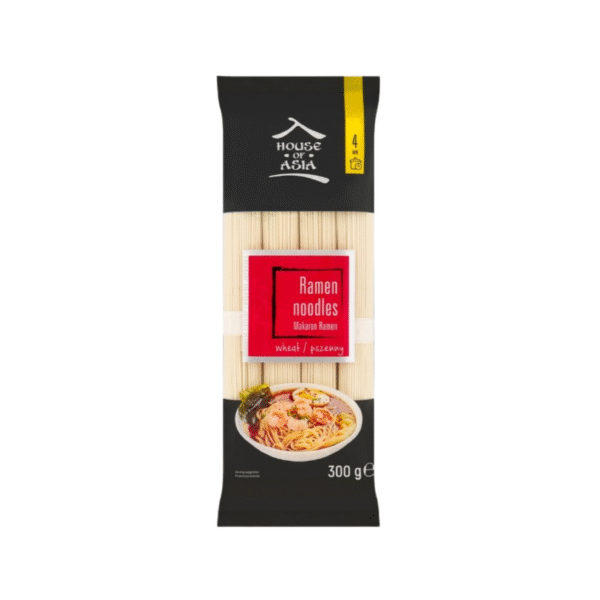 Makaron Ramen 300 g -  klasyczny japoński makaron do zup, stir-fry i dań orientalnych. Szybki i wygodny w użyciu.